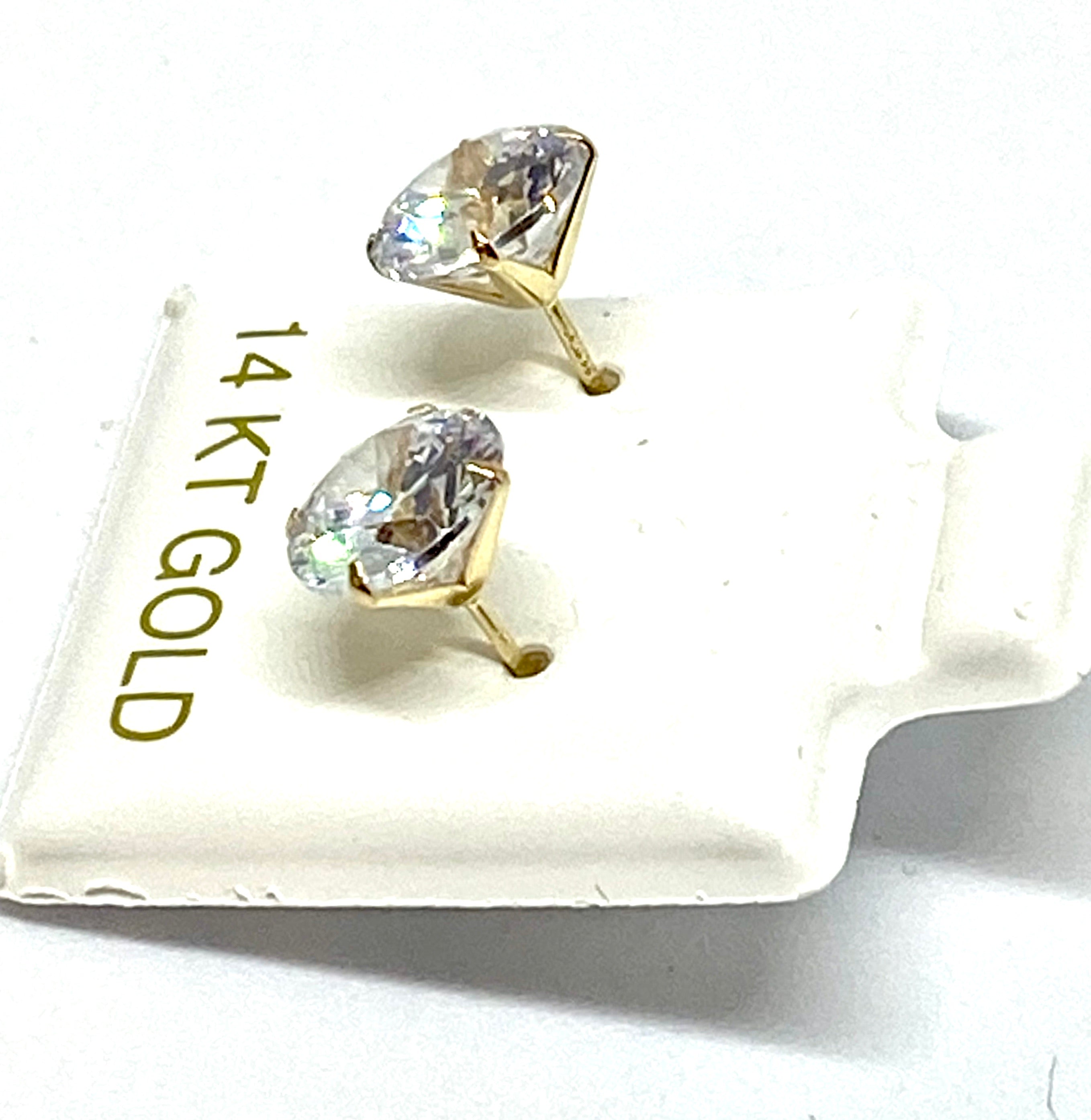 Stud earring diamonds Simulated CZ 14 K gold great deal - diamonds clubs llc