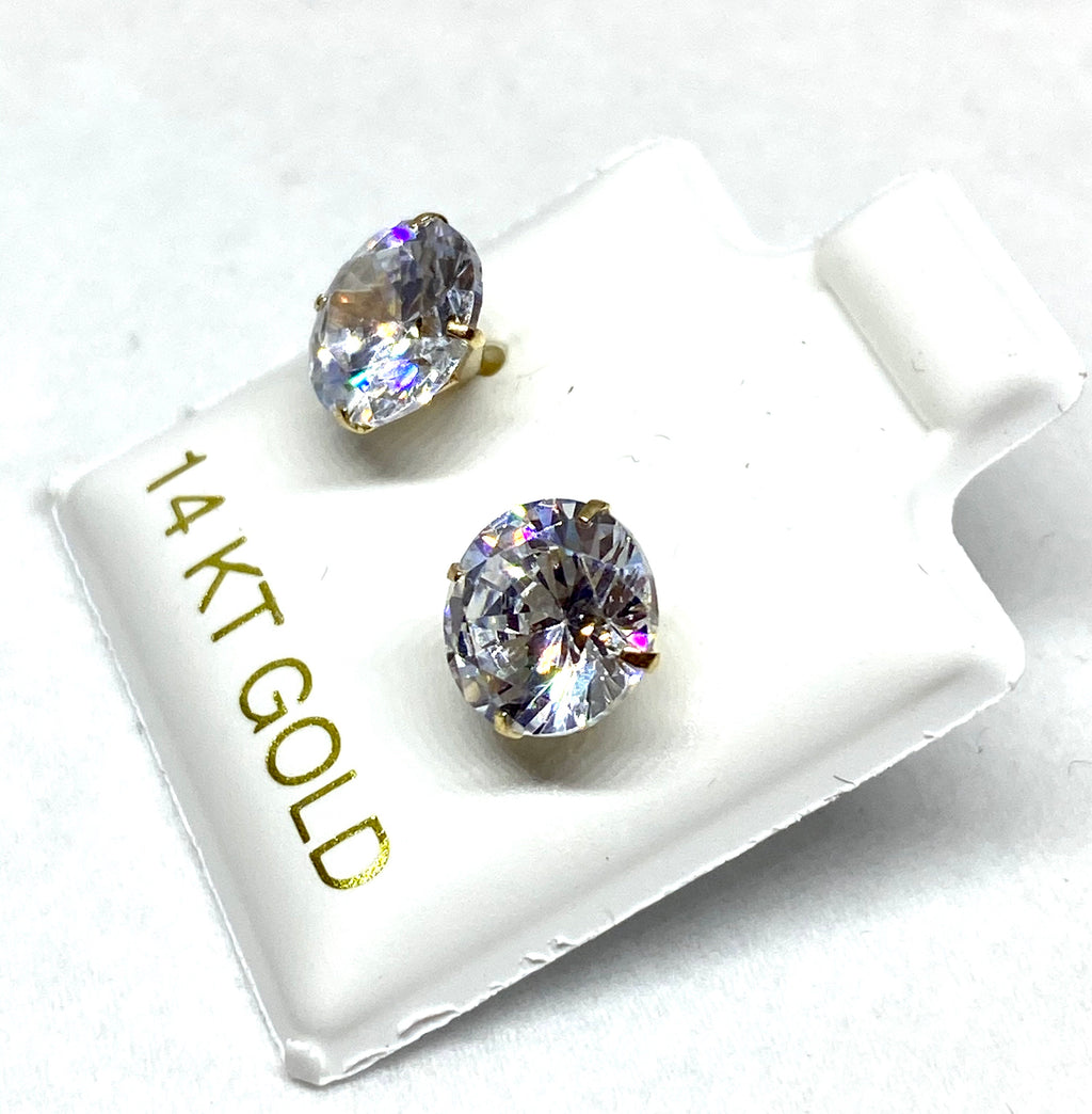 Stud earring diamonds Simulated CZ 14 K gold great deal - diamonds clubs llc