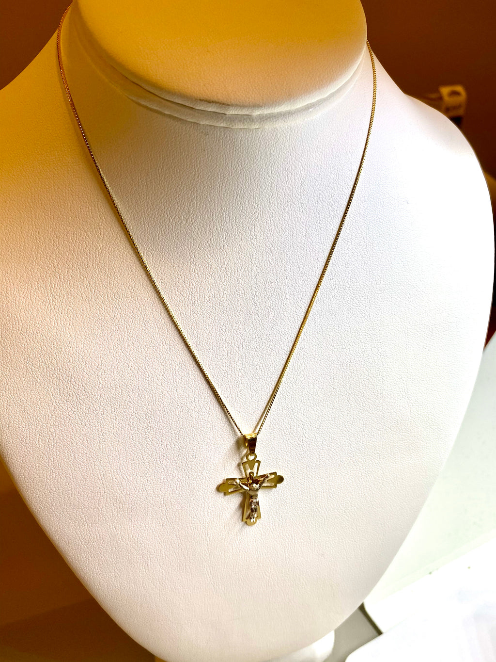 necklace Cross gold 10k with chain great deal - diamonds clubs llc