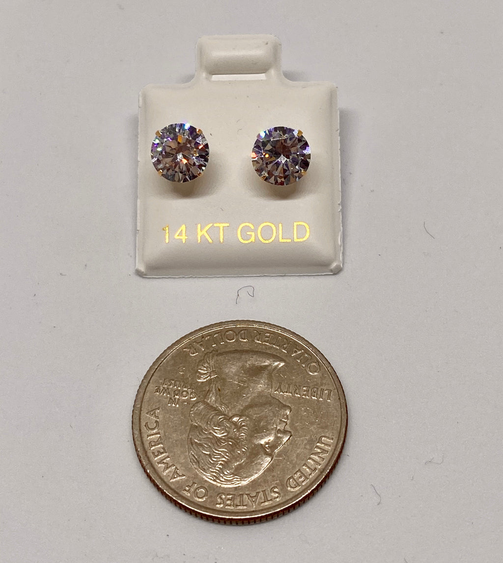 Stud earring diamonds Simulated CZ 14 K gold great deal - diamonds clubs llc