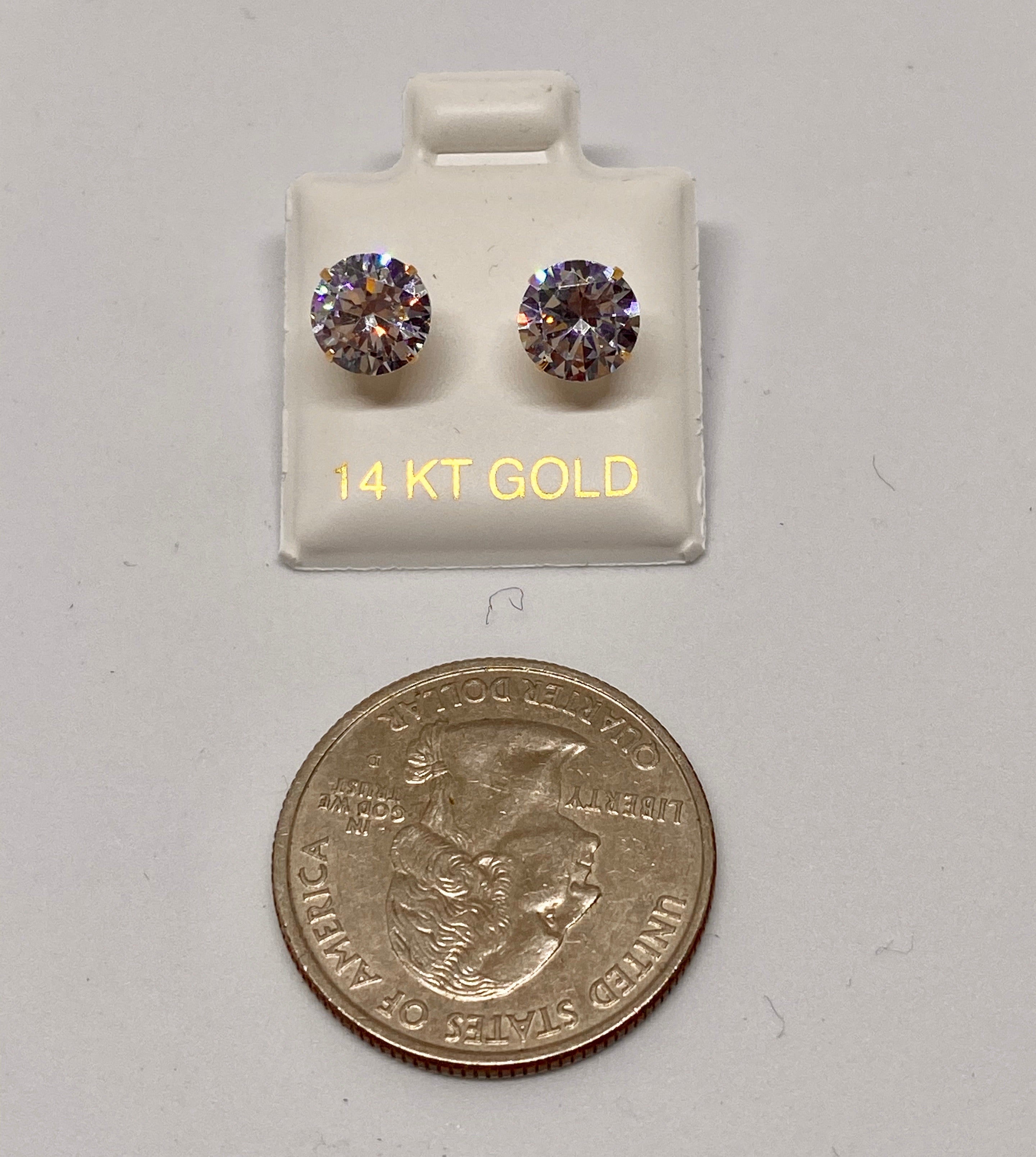 Stud earring diamonds Simulated CZ 14 K gold great deal - diamonds clubs llc