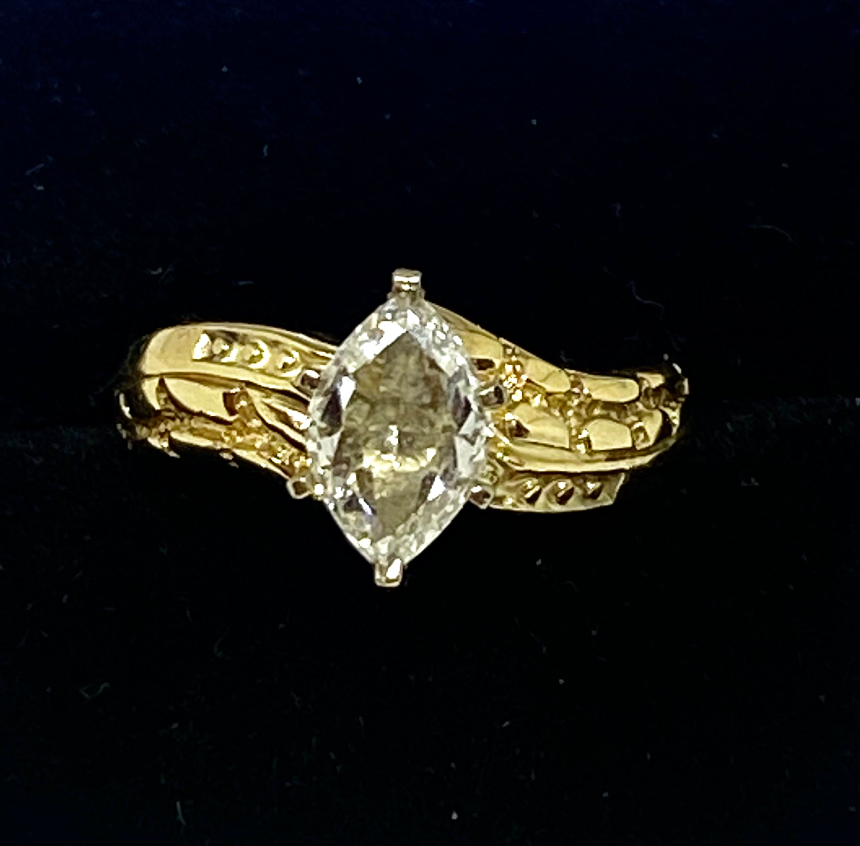 1.04 carat Marquise Diamond center solid gold 10k - diamonds clubs llc