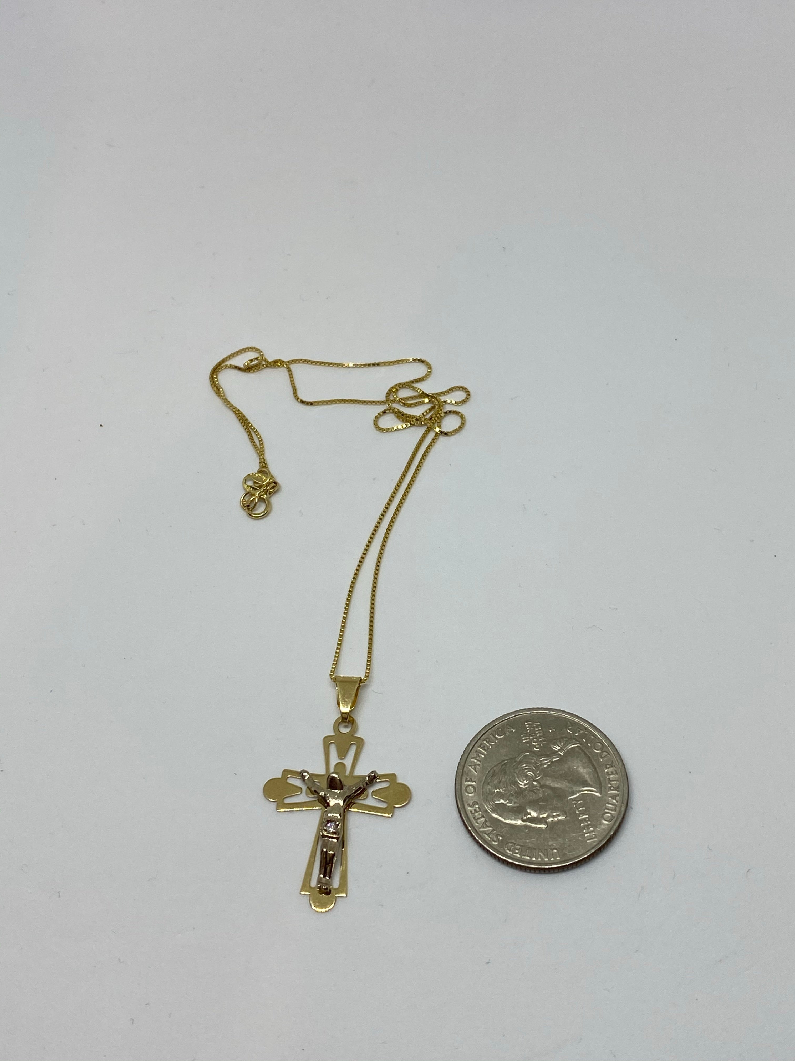 necklace Cross gold 10k with chain great deal - diamonds clubs llc