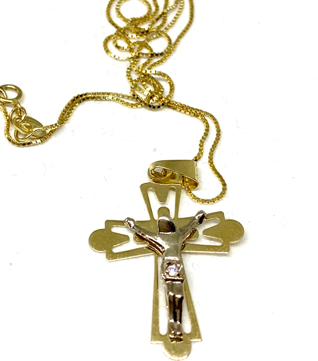 necklace Cross gold 10k with chain great deal - diamonds clubs llc