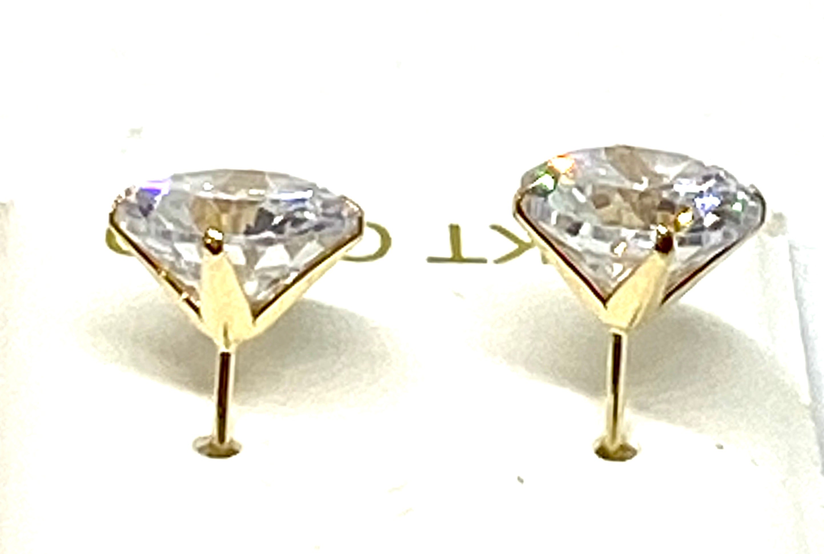 Stud earring diamonds Simulated CZ 14 K gold great deal - diamonds clubs llc