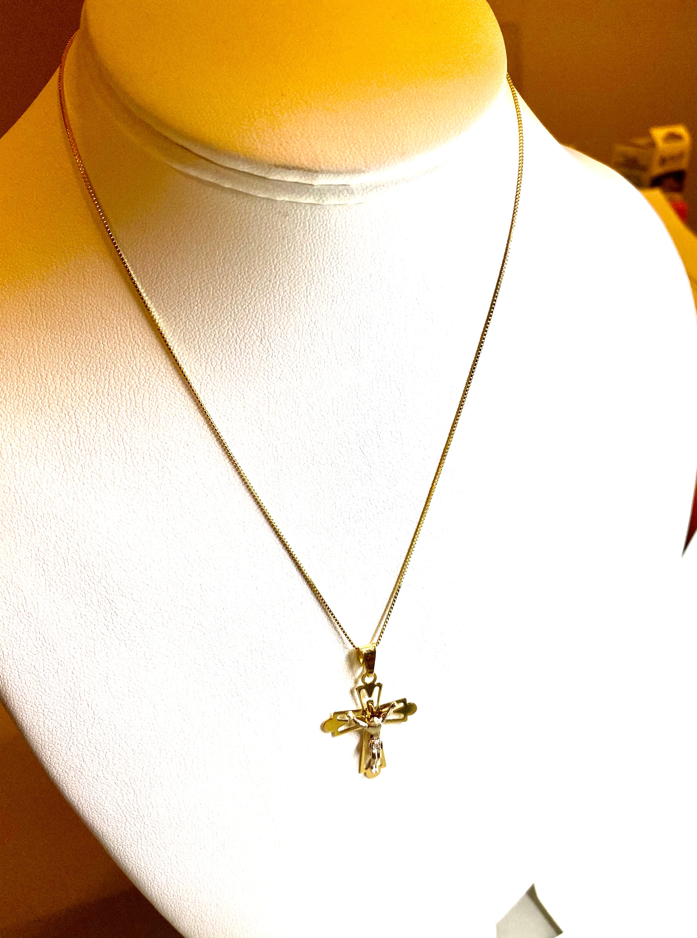 necklace Cross gold 10k with chain great deal - diamonds clubs llc