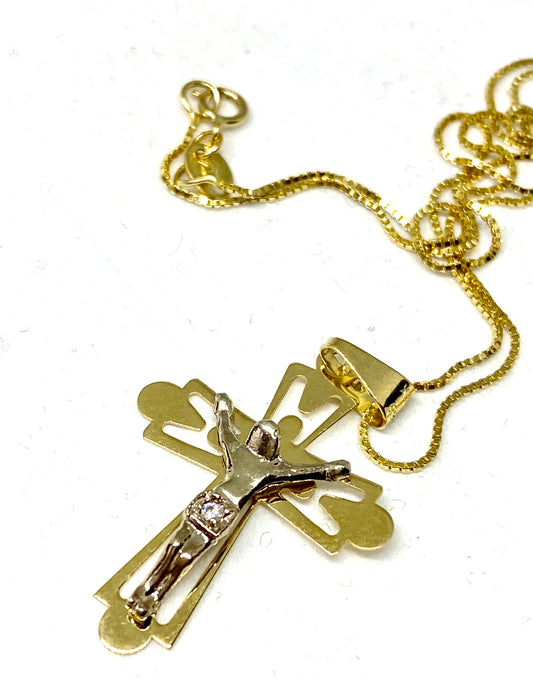 necklace Cross gold 10k with chain great deal - diamonds clubs llc