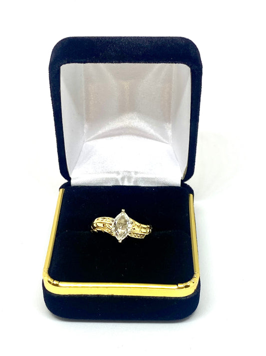 1.04 carat Marquise Diamond center solid gold 10k - diamonds clubs llc