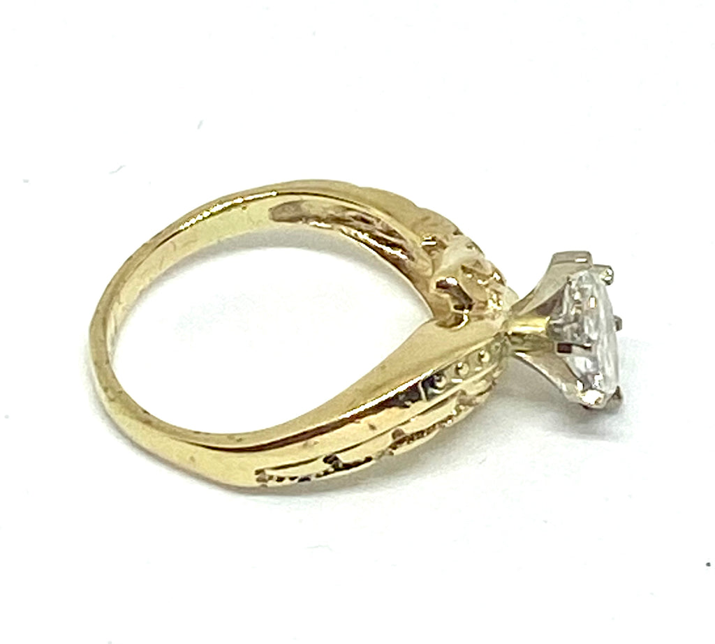 1.04 carat Marquise Diamond center solid gold 10k - diamonds clubs llc