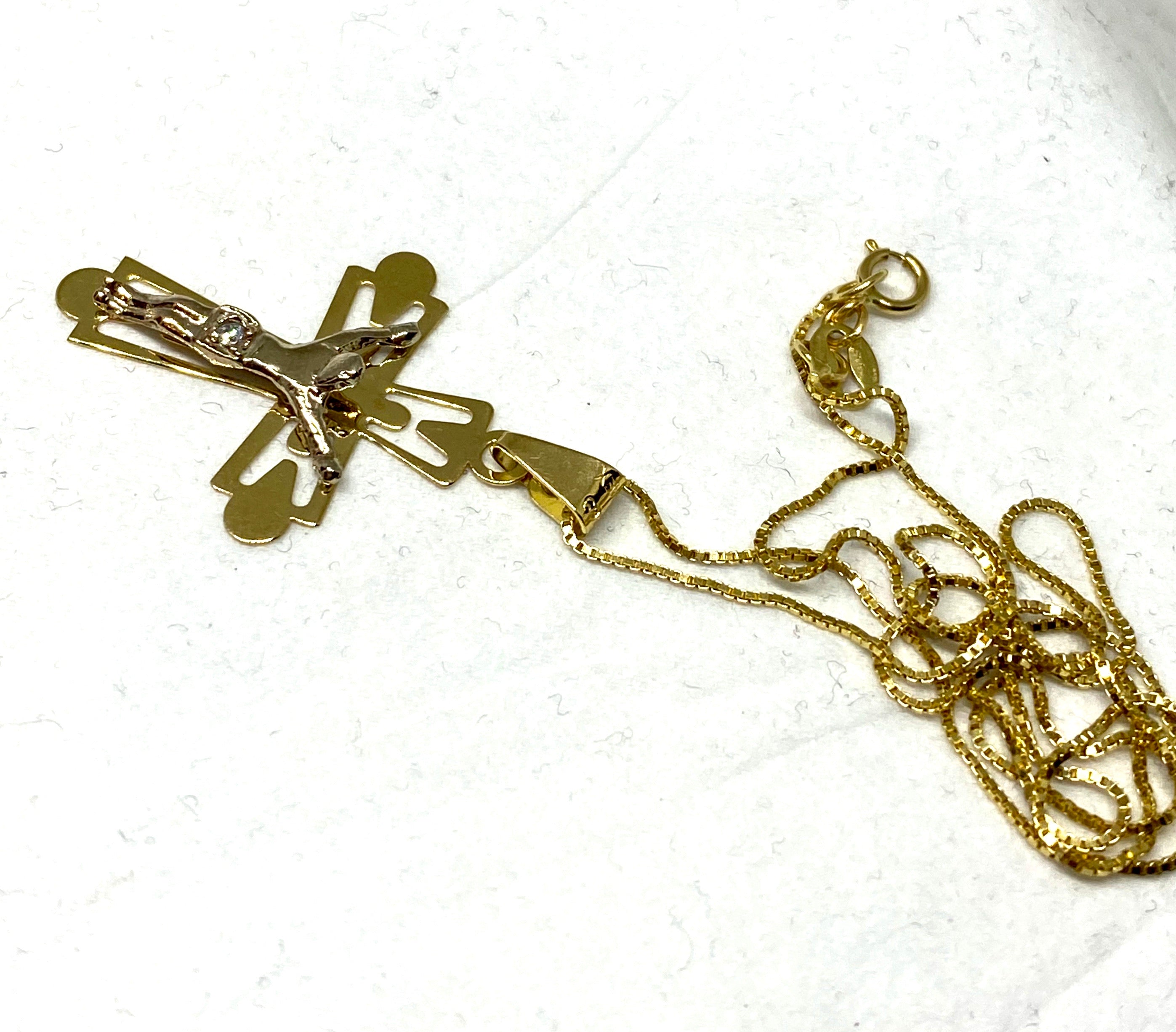 necklace Cross gold 10k with chain great deal - diamonds clubs llc